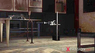 Escrava hentai safada com pau preto grande fodida por máquina.