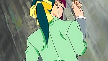 Vampira lésbica em hentai amarra e morde uma colegial peladinha.