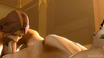 McCree e Genji transam gay em animação hentai.