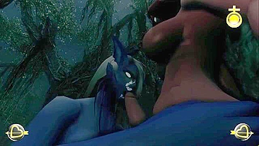 Guerreira elfa de bunda foda leva pau hentai ao ar livre.