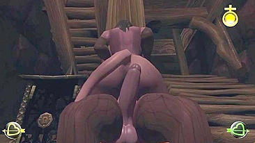 Guerreira elfa de bunda foda leva pau hentai ao ar livre.