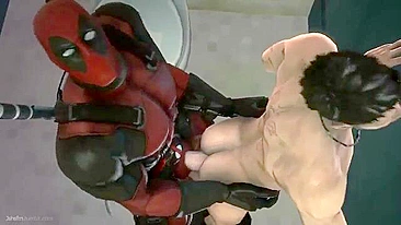 Deadpool fode cara no banheiro com ação hentai.