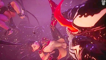 Homem-Aranha leva no cu do Venom em animação 3D hentai.