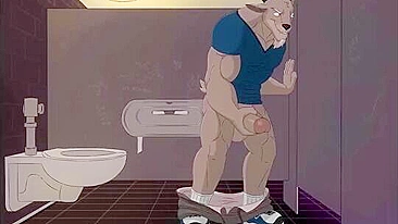 Hentai gay: Twink Dugan leva vara do fortão Ubzerd no banheiro quente.