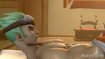 Hanzo, McCree e Genji em ménage gay quente. #hentaiporn #overwatchgay