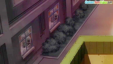 Colegial hentai provoca com boquete de calcinha na cabeça.