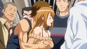 Vídeo hentai - Garota peituda de anime em gangbang no trem.