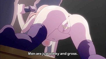 Ação hentai hardcore com colegial desonrada levando dupla penetração de pau enorme.