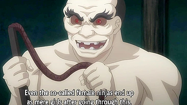 Ninja Botan 2: Duas ninjas fêmeas são duplamente penetradas por aldeões em gangbang erótico.