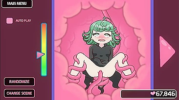 Cena hentai no vestiário com monstro tentáculo lovecraftiano sexy e Saitama de One-Punch Man.