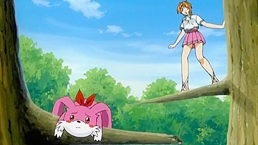 Lésbicas sensuais em acampamento mágico com foda de strap-on. #Hentai