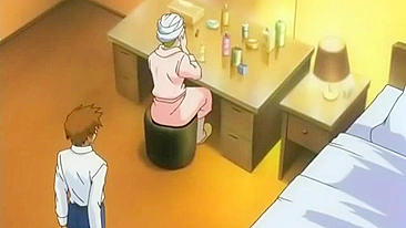 Hentai: Madrasta vendada fudida pelo enteado na mansão das milfs.