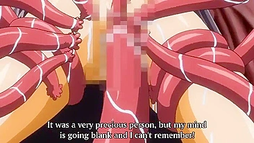 Virgem teen sacrificial é possuída por demônio em hentai.