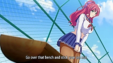 Professora peituda hentai fode no pátio da escola.