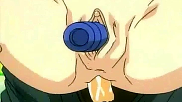 Âncora hentai curte sexo safado com brinquedos na buceta e no cu.