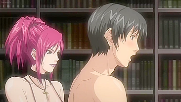 Empregadas hentai safadas seduzem candidato em cena de sexo quente.