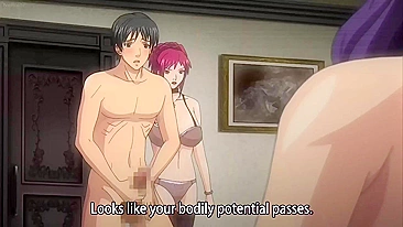 Empregadas hentai safadas seduzem candidato em cena de sexo quente.