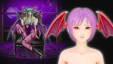 Succubus novinha tem peitos apertados e fodidos por máquina no hentai.