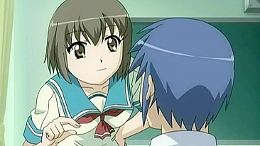 Colegial hentai peituda leva DP de verme tentáculo.