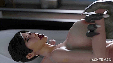 Hentai - Demônio de pauzão enorme fode milf peituda violentamente em animação 3D.