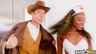 Cowboy come a meia-irmã negona da namorada de enfermeira