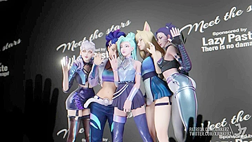 Personagens de League of Legends em Putaria! Ahri, Akali, Evelynn, Kai'sa e Seraphine Ficam Loucas!