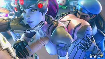 Ana e Widowmaker de Overwatch Enlouquecem na Putaria Hentai Pornô