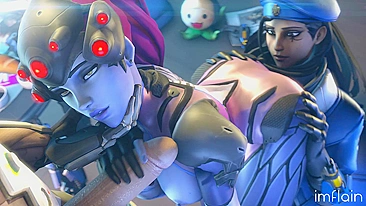 Ana e Widowmaker de Overwatch Enlouquecem na Putaria Hentai Pornô