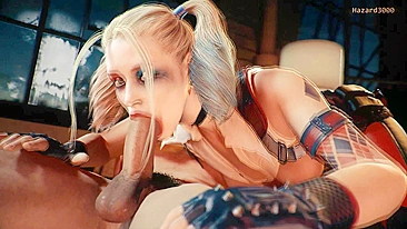 Harley Quinn cavalgando selvagem no hentai DC Comics