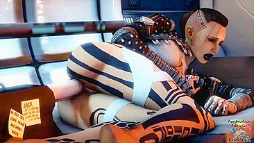 Sereia espacial safada seduz Jack em Mass Effect