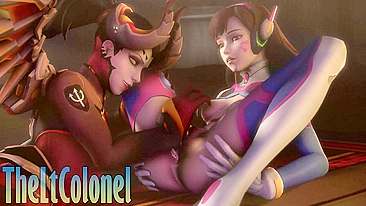 Mercy e D.Va em Cavalgada Louca - Paródia XXX