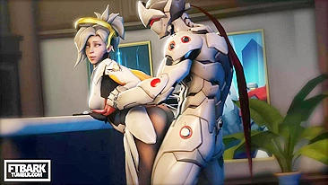 Mercy e Genji de Overwatch enlouquecem em vídeo hentai safado