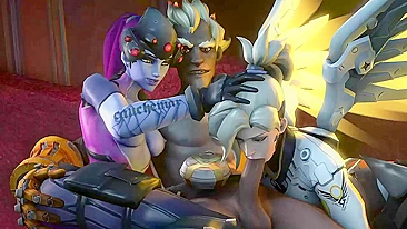 Vídeo Pornô Hentai - Mercy, Widowmaker e Junkrat Batesz na Putaria de Overwatch