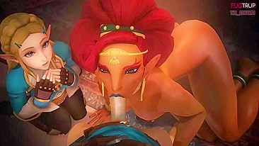 The Legend of Zelda - Urbosa, Link e Zelda no Fogo de Fugtrup