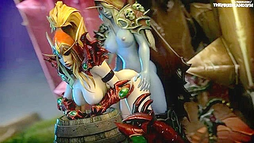 Feiticeira Sexy Valeera e Rainha Morta-Viva Sylvanas Incendeiam o Campo em 'Firebrand' - Hentai Imperdível!