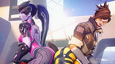 Sessão de Pegação Quente de Widowmaker e Tracer no Overwatch