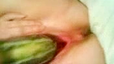 Esticando Buceta Molhada com Dildos Gigantes em Fetiche Caseiro com Legumes