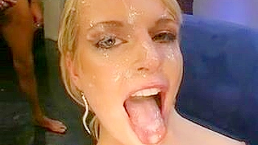 Loira Alemã Bukkake Fica Toda Gozada com Grupo Amador