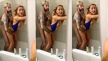 Espiando ~ Irmã ensaboando peitos no chuveiro!