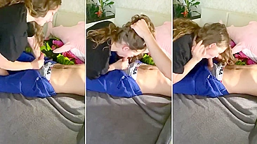 Irmã viciada em porra! Louca pelo leitinho do irmão!